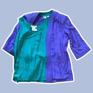 NWT ~ VTG ~ 1980s ~ Stewart Sport ~ Teal and Purple Silk Set ~ Summer ~ Size M